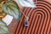 Dichroic Purple, Blue, and Gold Fused Glass Pendant with Sterling Silver Wire Wrapping