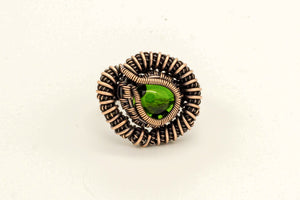 green-transparent-fused-glass-copper-wire-wrapped-ring-nymph-in-the-woods-jewelry