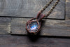 Dreamy Fairy Pendant on Iridescent Fused Glass with Copper Wire Wrapping