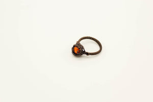 copper-wire-wrapped-ring-orange-fused-glass-nymph-in-the-woods