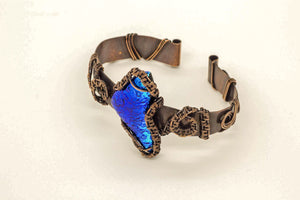 copper-cuff-bracelet-blue-dichroic-fused-glass-nymph-in-the-woods-jewelry
