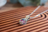Pink and Blue Fused Glass Pendant with Sterling Silver Wire Wrapping