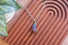 Sterling Silver and Dichroic Blue and Purple Fused Glass Crescent Moon Pendant