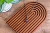 Blue and Orange Crescent Moon Pendant with Copper Wire Wrapping