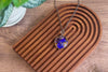 Blue and Orange Fused Glass Statement Pendant with Copper Wire