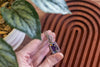 Dichroic Purple, Blue, and Gold Fused Glass Pendant with Sterling Silver Wire Wrapping