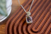 Dichroic Purple, Blue, and Gold Fused Glass Pendant with Sterling Silver Wire Wrapping