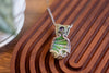 Streaked Green and White Fused Glass Pendant with Sterling Silver Wire Wrapping