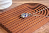 Blue, Grey, and White Fused Glass and Sterling Silver Pendant