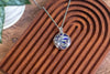Blue, Grey, and White Fused Glass and Sterling Silver Pendant
