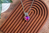 Dichroic Red Heart Fused Glass Pendant with Sterling Silver Wire Wrapping