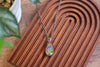 Floral Fused Glass and Copper Wire Teardrop Pendant
