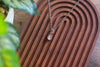 Silver Fused Glass Teardrop Pendant with Copper Wire Wrapping