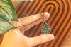 Green, Blue, and Black Fused Glass and Copper Wire Diamond Pendant