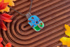 Leaves of Fall Fused Glass and Copper Wire Wrapped Tree of Life Pendant
