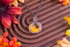 Copper Wire Pumpkin Pendant with Streaked Orange Fused Glass
