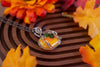 Copper Wire Pumpkin Pendant with Streaked Orange Fused Glass