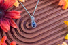 Sterling Silver Teardrop Pendant with Dichroic Blue and Black Fused Glass