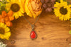 Sterling Silver Teardrop Pendant with Red Fused Glass