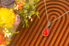 Sterling Silver Teardrop Pendant with Red Fused Glass