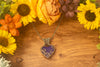 Blue Iridescent Fused Glass and Sterling Silver Double-Sided Heart Necklace