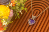 Blue Iridescent Fused Glass and Sterling Silver Double-Sided Heart Necklace