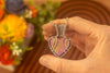Blue Iridescent Fused Glass and Sterling Silver Double-Sided Heart Necklace
