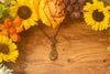 Floral Fused Glass and Copper Wire Teardrop Pendant