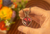 Shades of Pink and Black Fused Glass Heart Pendant with Copper Wire Wrapping
