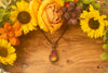 Red and Yellow Fused Glass and Copper Wire Teardrop Pendant