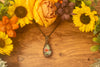 Pink, Green, and Red Fused Glass and Copper Wire Teardrop Pendant
