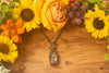 Floral Fused Glass and Copper Wire Statement Bar Pendant