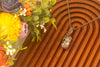Floral Fused Glass and Copper Wire Statement Bar Pendant