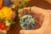 Blues and Greens Fused Glass Pendant with Copper Tree of Life