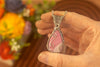 Sterling Silver Double-Sided Teardrop Pendant with Streaked Pink Fused Glass