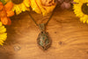 Stardust Glittery Green Fused Glass and Copper Wire Wrapped Tree of Life Pendant