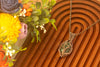 Stardust Glittery Green Fused Glass and Copper Wire Wrapped Tree of Life Pendant