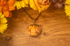 Copper Wire Pumpkin Pendant with Light Orange Fused Glass