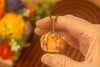 Copper Wire Pumpkin Pendant with Light Orange Fused Glass