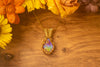 Rainbow Dichroic Fused Glass Teardrop with 14k Gold-Filled Wire Wrapping