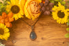 Blue Fused Glass and Copper Wire Teardrop Pendant