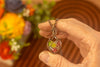 Floral Fused Glass Heart Pendant with Copper Wire Wrapping