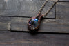 Dreamy Fairy Pendant on Iridescent Fused Glass with Copper Wire Wrapping