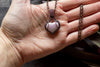 Pink Heart Fused Glass Pendant with Copper Wire Wrapping