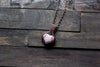 Pink Heart Fused Glass Pendant with Copper Wire Wrapping