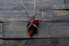 Red and Black Fused Glass Pendant with Sterling Silver Wire Wrapping