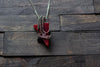 Red and Black Fused Glass Pendant with Sterling Silver Wire Wrapping