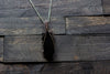 Black and White Fused Glass Pendant with Sterling Silver Wire