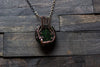 Green Dichroic Fused Glass Pendant with Copper Tree of Life