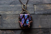 Dichroic Purple and Black Fused Glass Double Sided Pendant with Copper Wire Wrapping